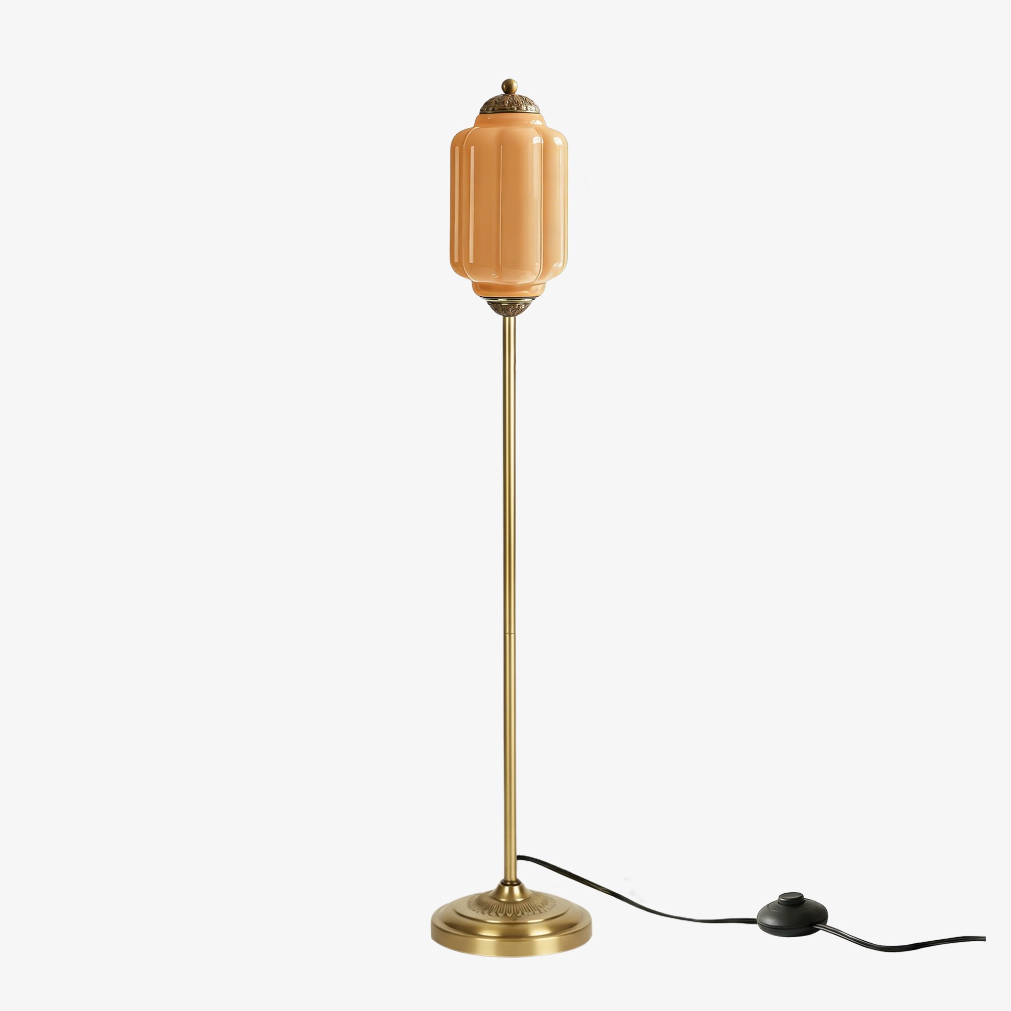 Eloise Vloerlamp van getextureerd glas in pompoenvorm - Organisch artistiek ontwerp en retrostijl voor de woonkamer HL2510