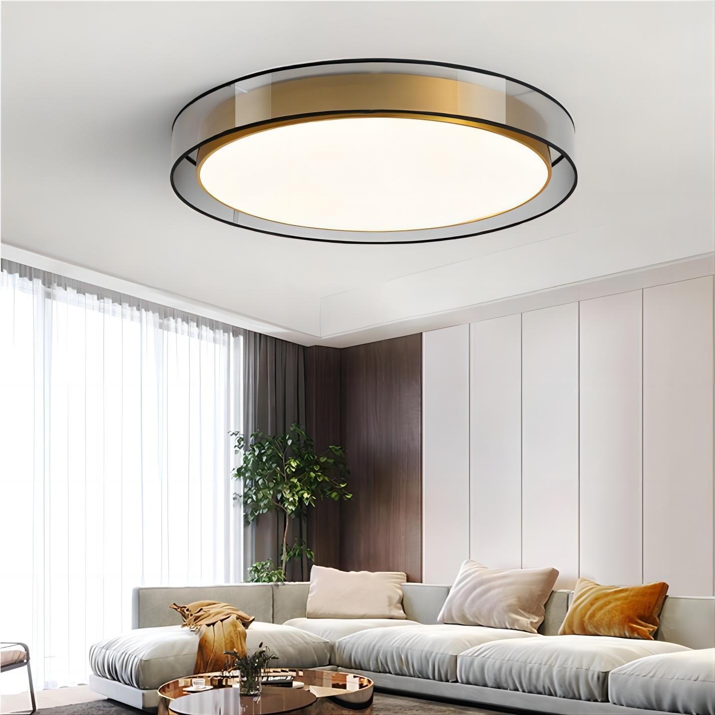 Moderne luxe ronde schijf messing plafondlamp HL172