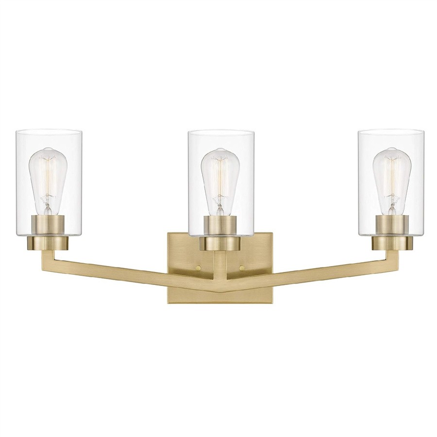 Industriële messing cilindrische glazen wandlamp HL237