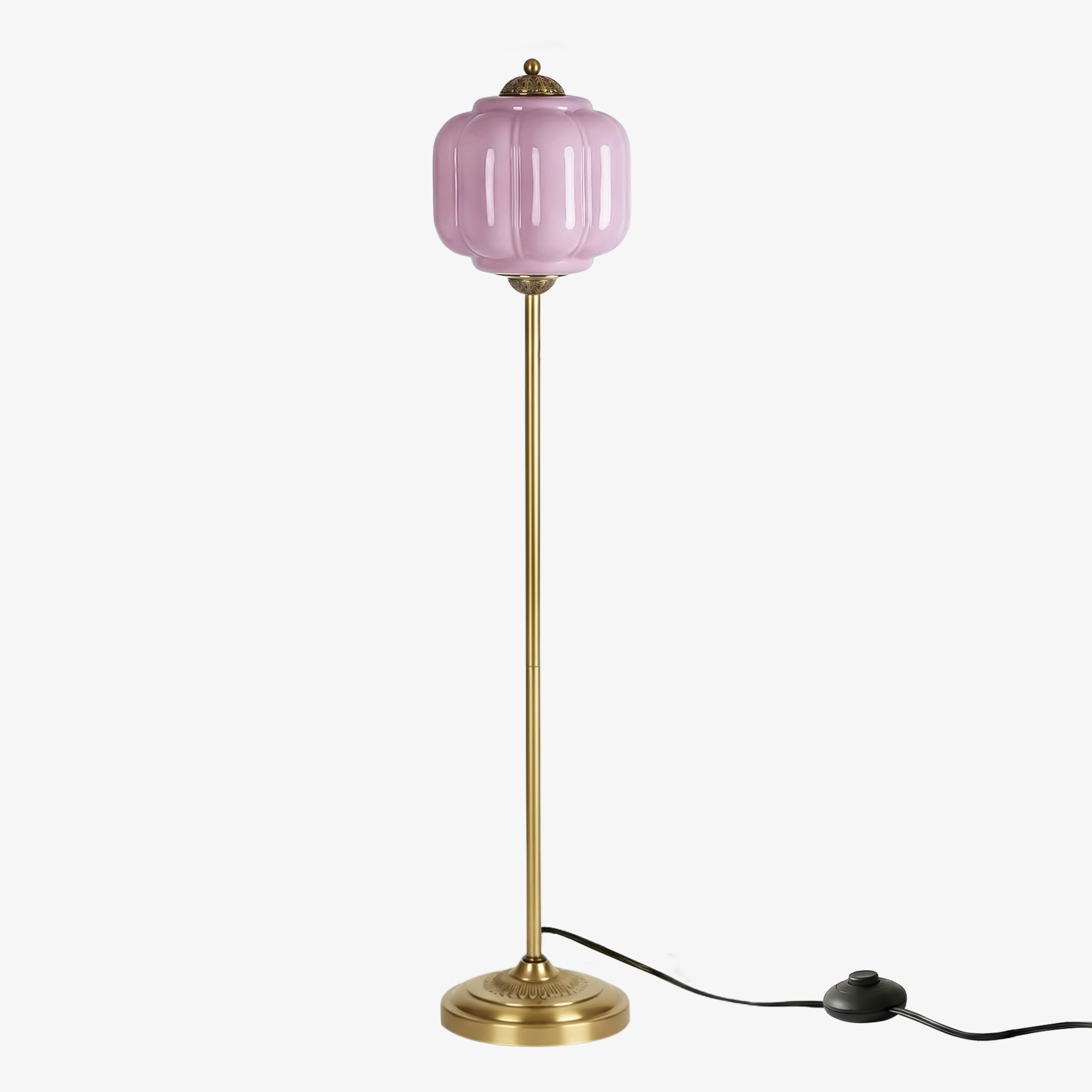 Eloise Vloerlamp van getextureerd glas in pompoenvorm - Organisch artistiek ontwerp en retrostijl voor de woonkamer HL2510