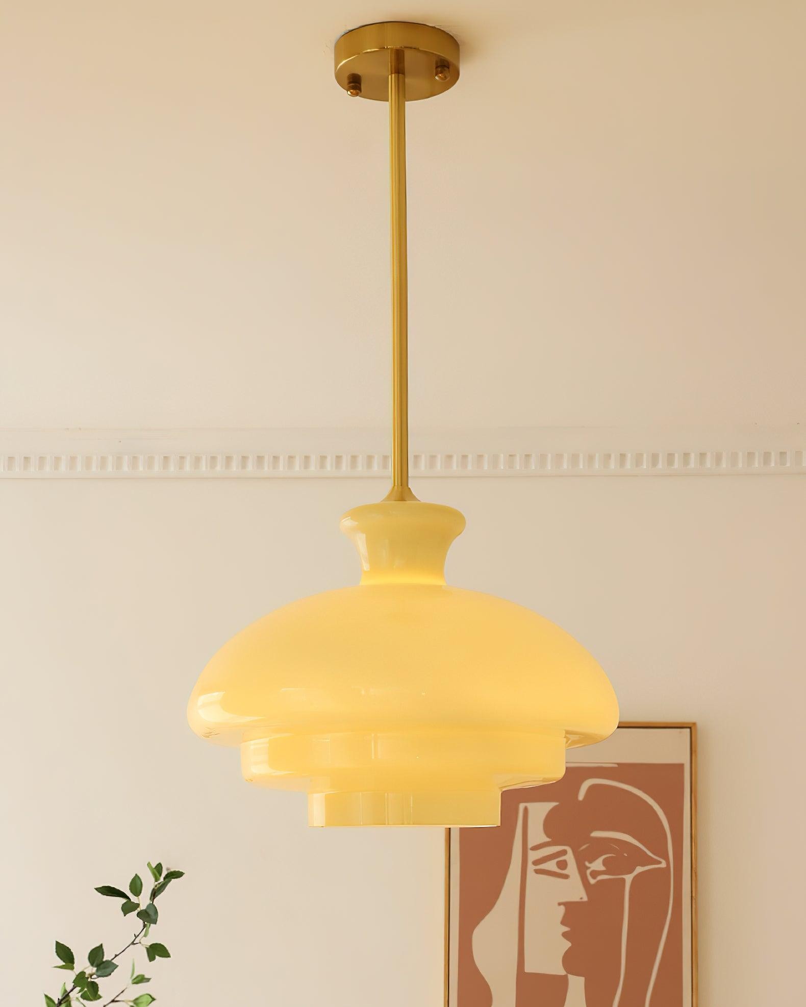 Ronde gele stijlvolle eenvoudige glazen hanglamp HL638