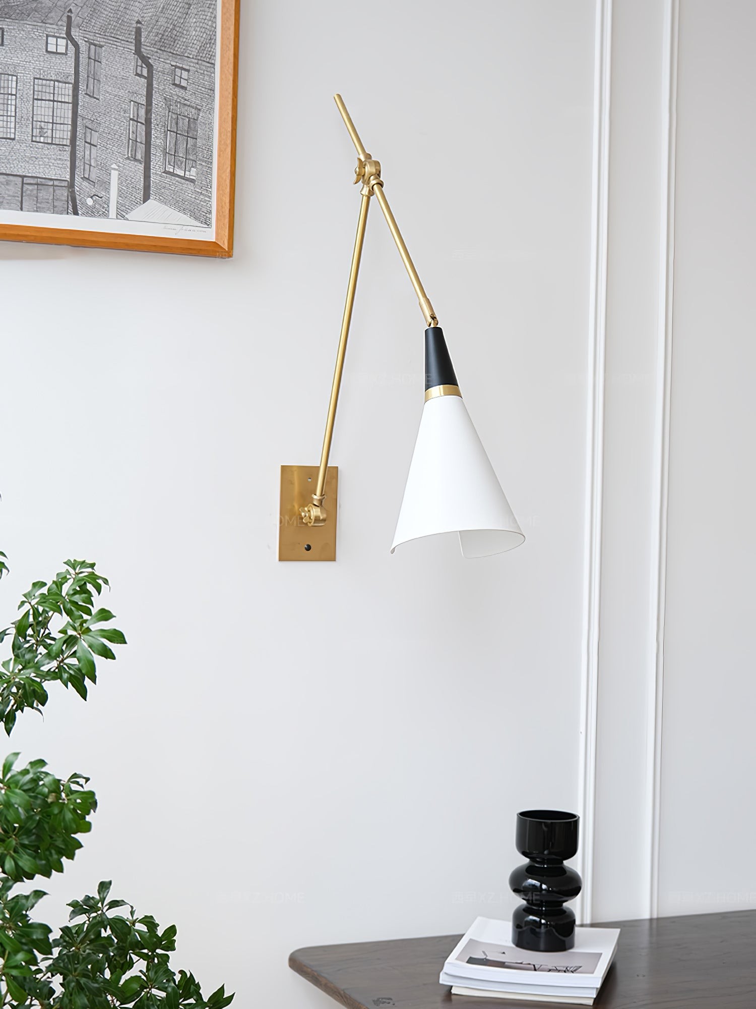 Vintage metalen verstelbare wandlamp met zwenkarm HL966