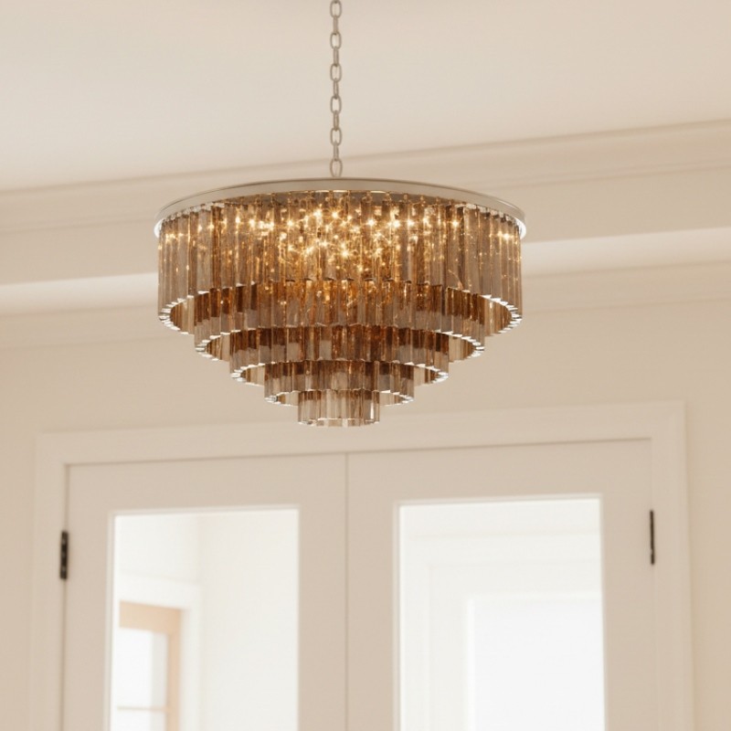 Aurevon Crystal Prism Modern Plafondkroonluchter met Metalen Frame voor Thuis en Hotel HL2298