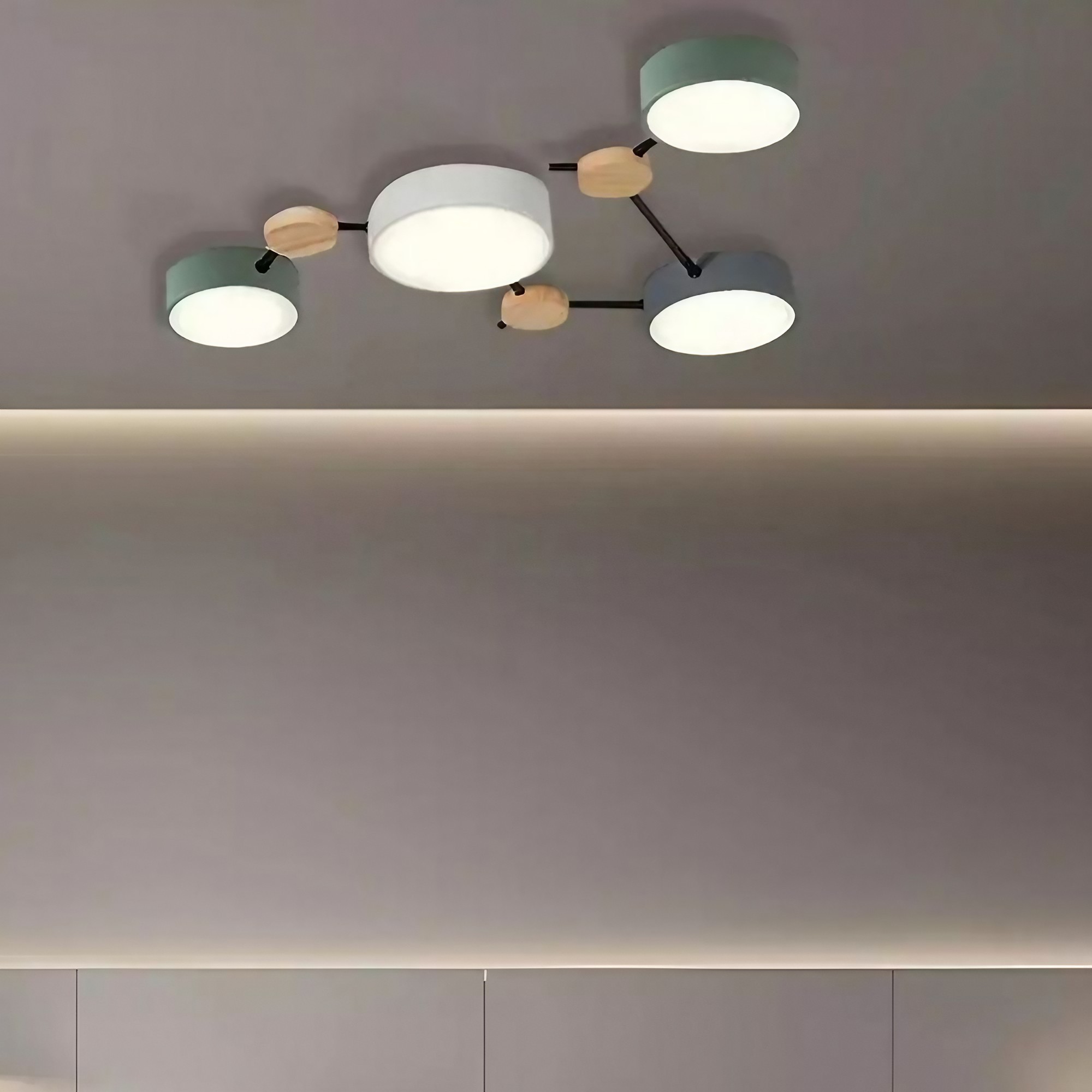 Moderne plafondlamp met houten schijf - LED-lamp met takken voor woonkamer HL1346