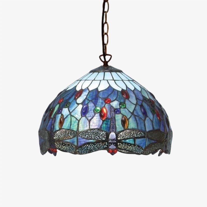 TF Dragonfly Tiffany hanglamp - Art Nouveau hanglamp met glas-in-lood voor de woonkamer HL2045