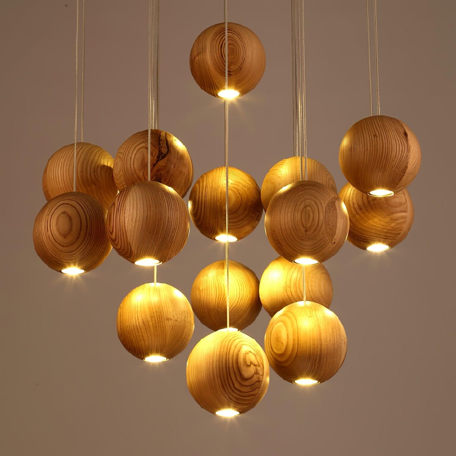 Houten bolvormige cluster hanglamp HL930