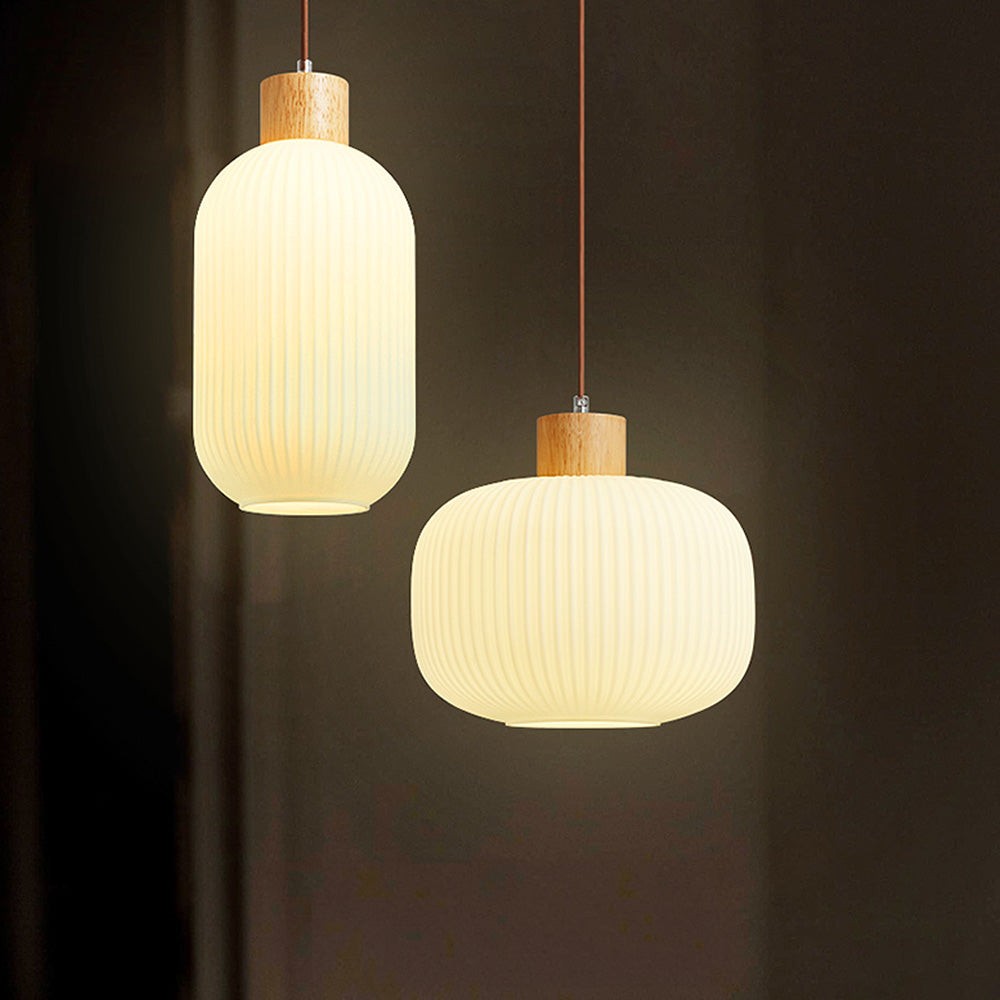 Nordic witte lantaarnachtige glazen hanglamp HL666