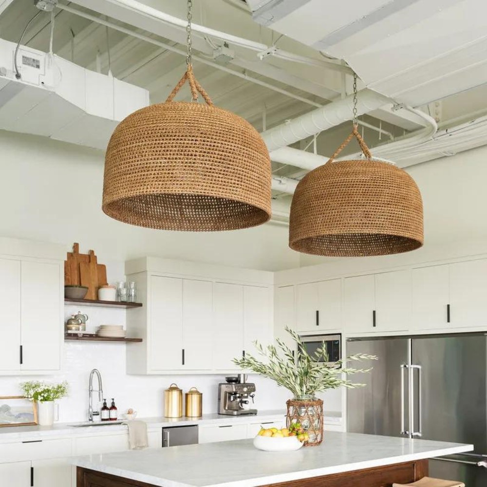 Hanglamp HL3383 van natuurlijk rotan met Japanse uitstraling