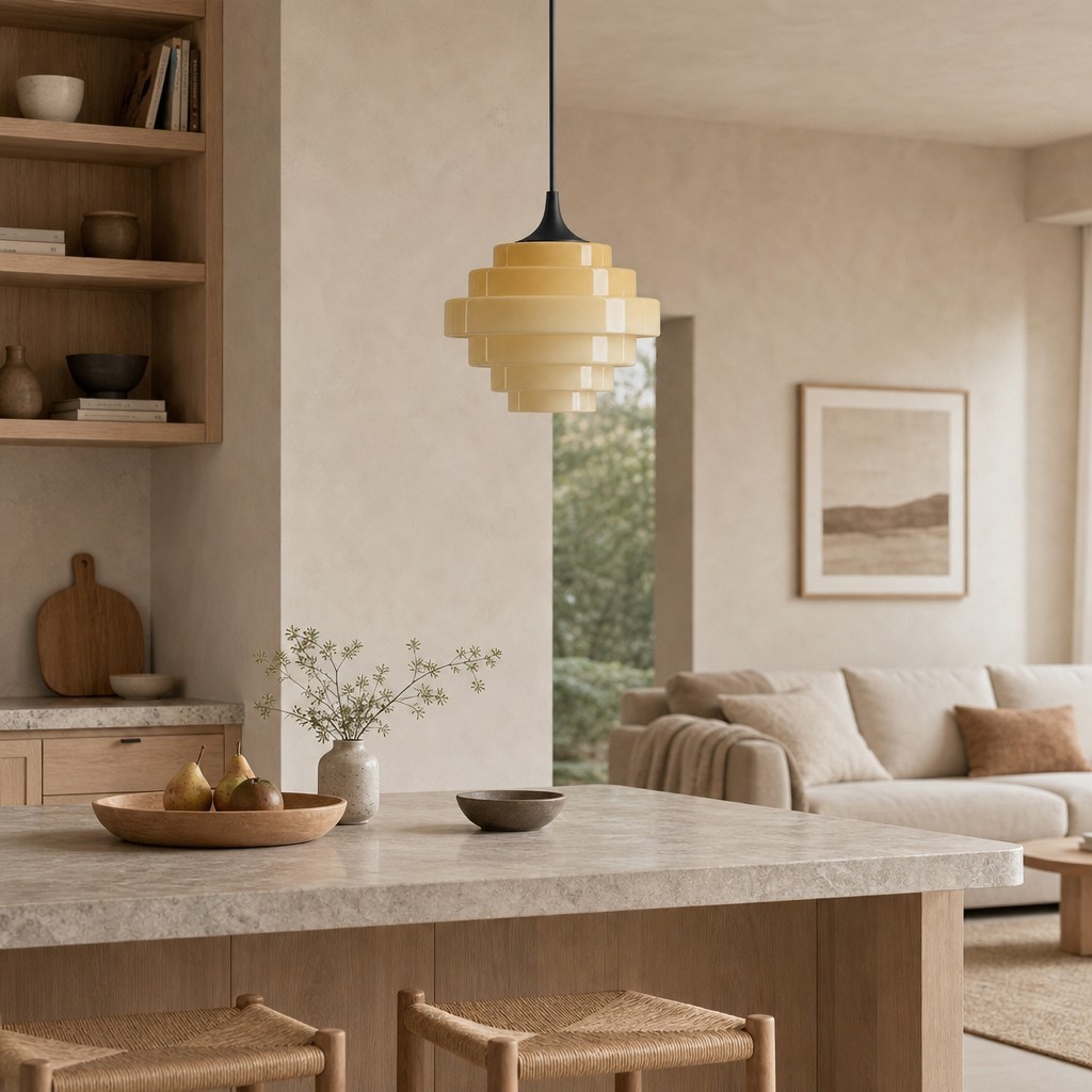 Sanenos Retro Geometrische Hanglamp met Glazen Kap en Kleurverloop voor Woon- of Eetkamer HL3523