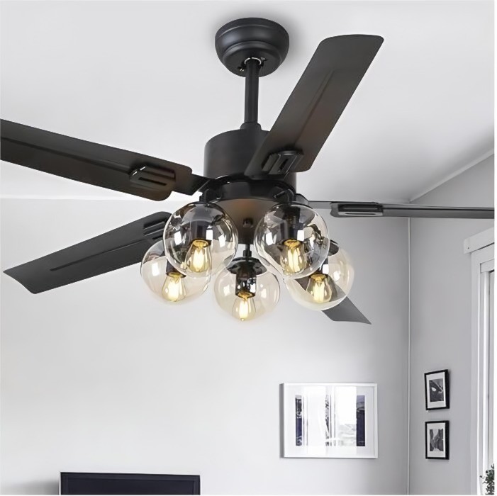 Moderne Houten Glazen Ventilator Plafondlamp HL52