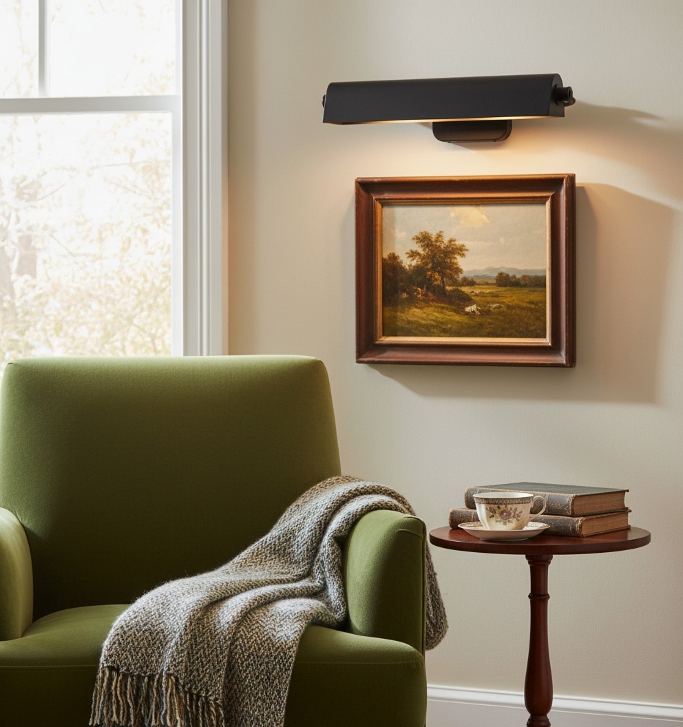 Modo Schilderijlamp met verstelbare zwenkarm, klassieke kunstgalerielamp voor wanddecoratie HL2370