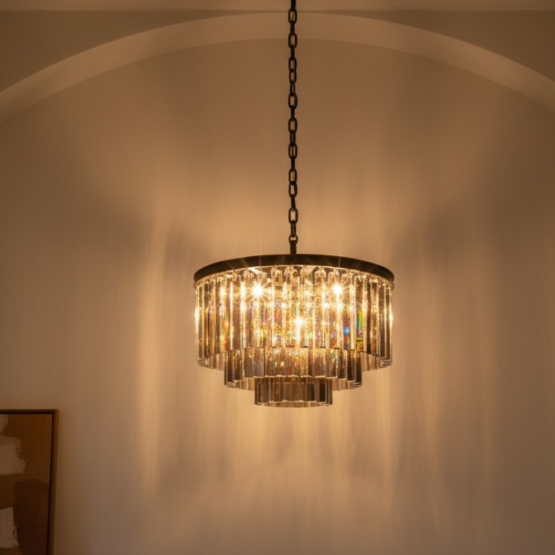 Aurevon Crystal Prism Modern Plafondkroonluchter met Metalen Frame voor Thuis en Hotel HL2298