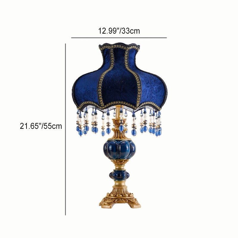 Palace Decoration Design Donkerblauwe Stoffen Tafellamp HL875