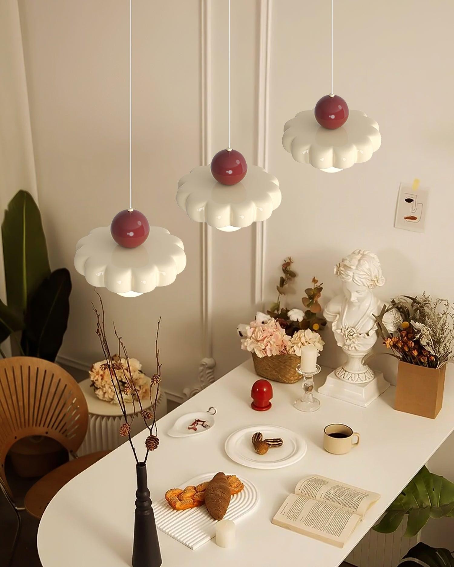 Crèmekleurige stijl lange lijn pompoen textuur hanglamp HL504