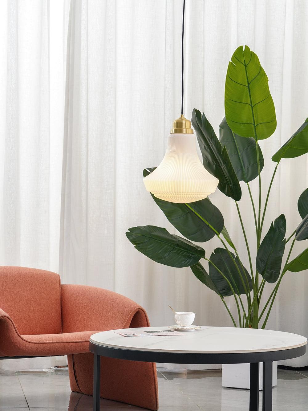 Klassieke messing albasten glazen hanglamp HL746