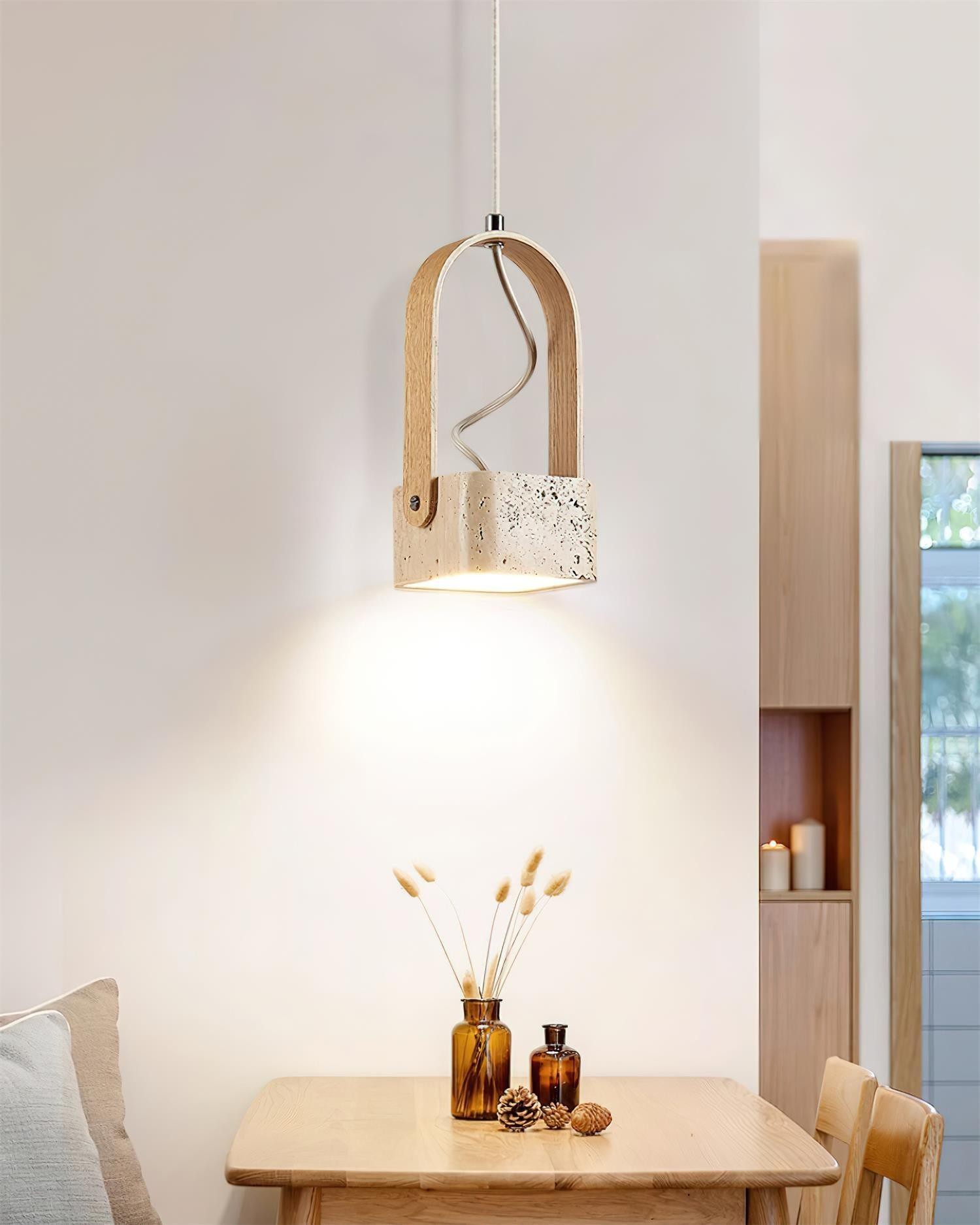 Geometrische gele travertijn hanglamp HL575