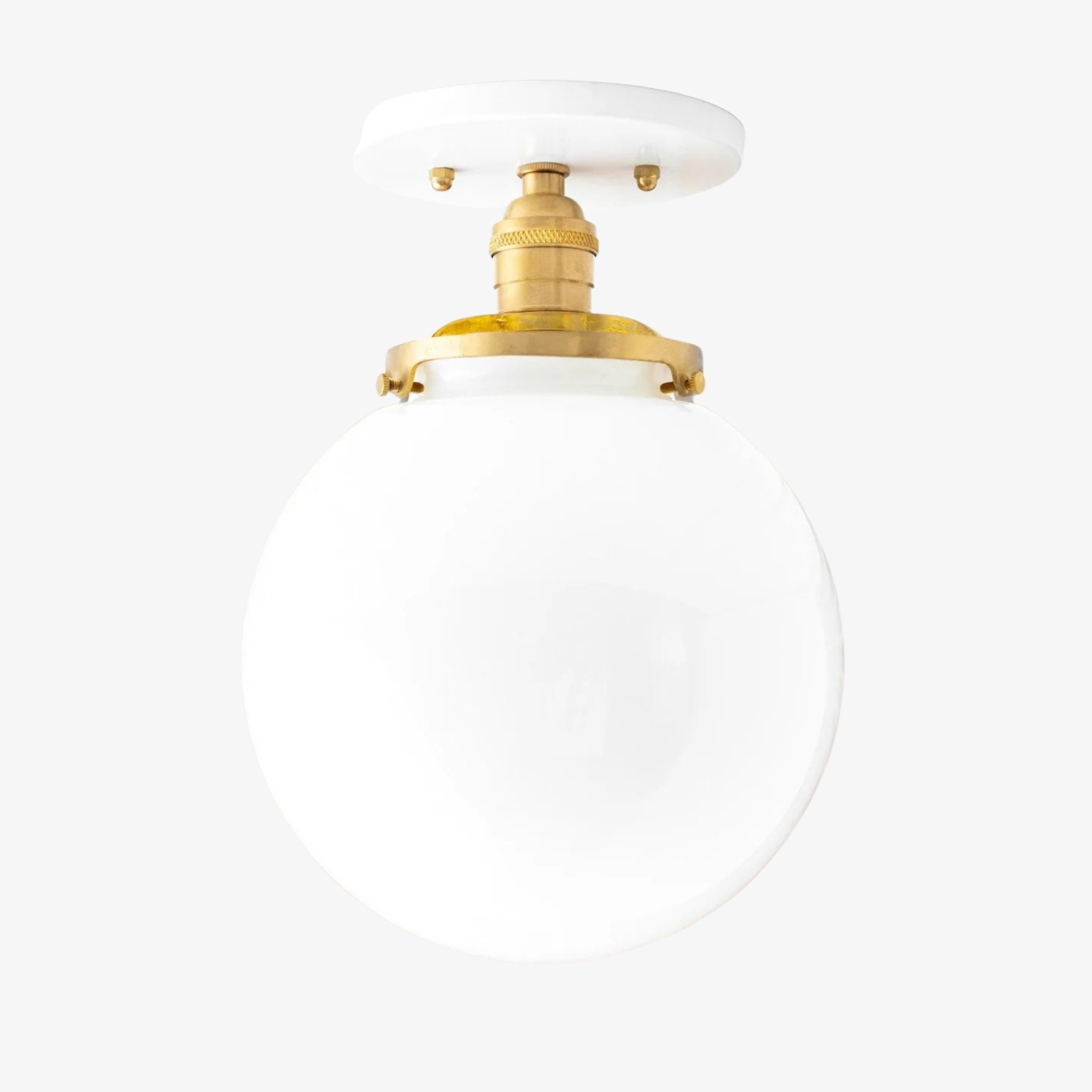 Glorica Glazen Mid Century Semi-Flush Plafondlamp - Witte Opaal Glazen Bol Armatuur HL1730