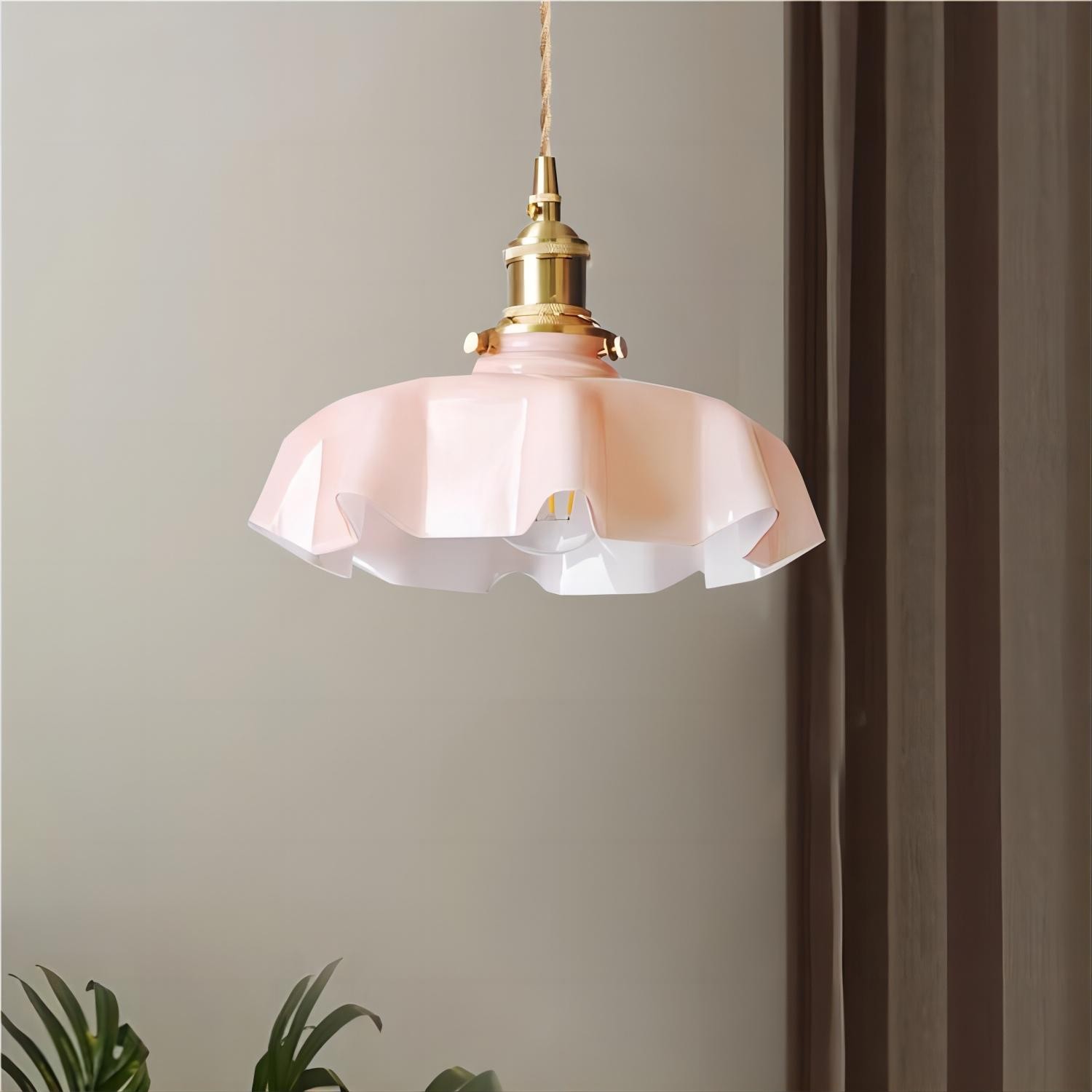 Retro Glazen Bloem Crème Hanglamp HL183