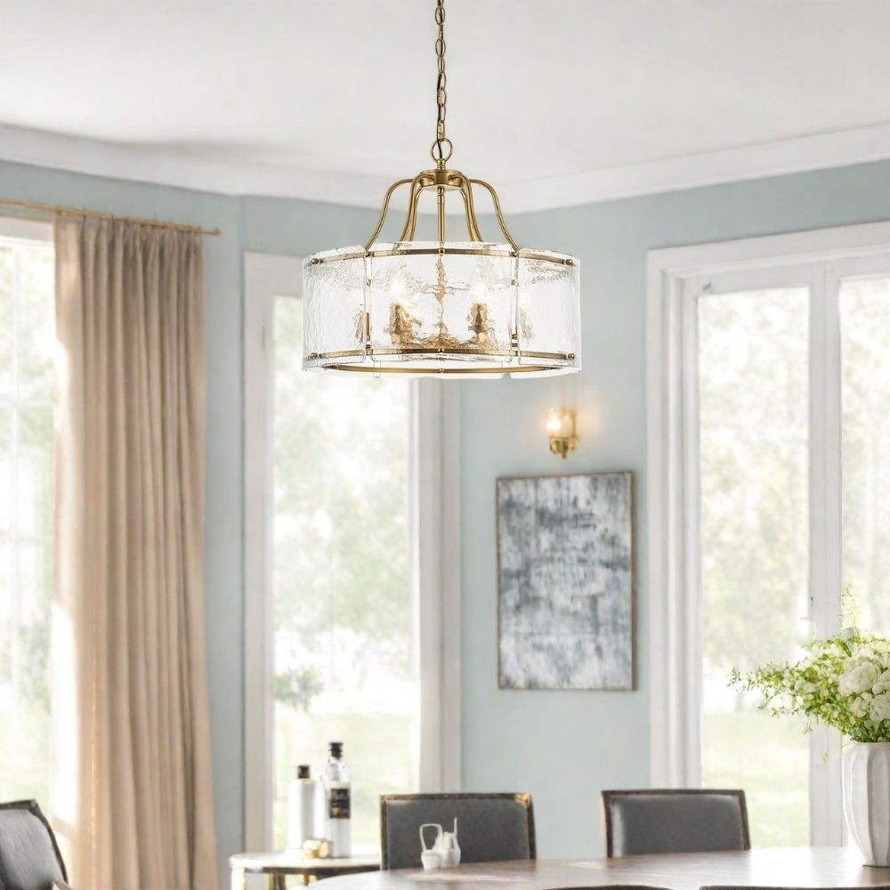 Vintage Metalen Hanglamp met Textuur van Geborsteld Glas HL1009