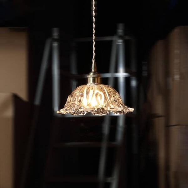 Antiek helder geribbeld glas Slaapkamer keuken hanglamp HL48