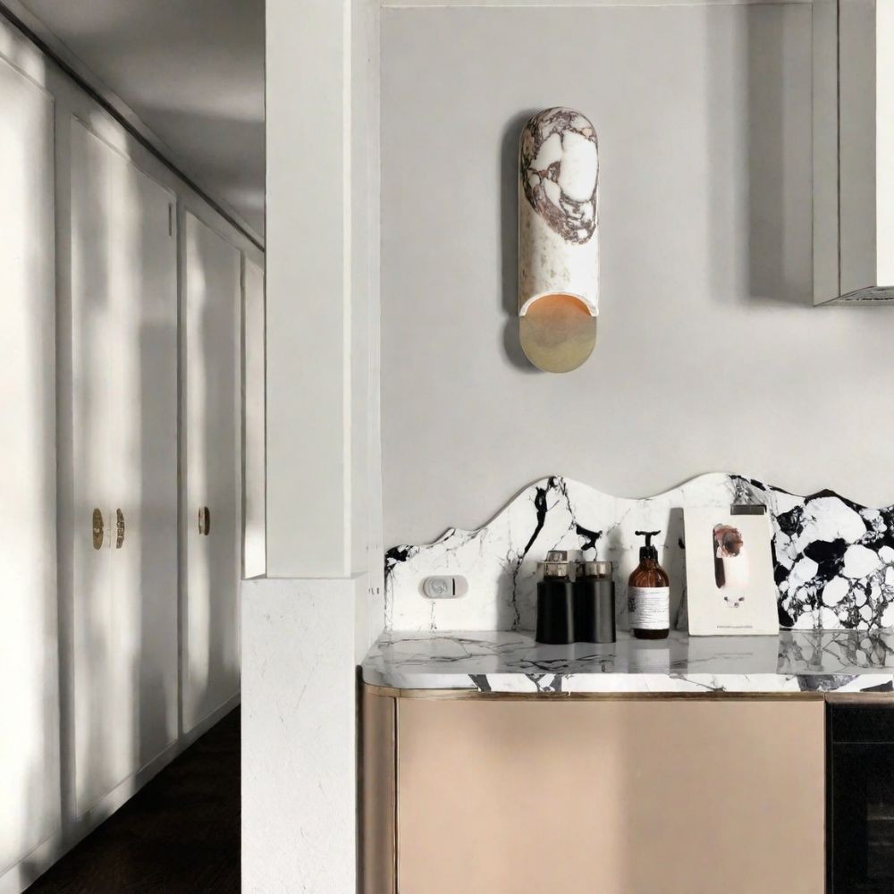 Capsule Wandlamp - Ovaal Travertijn en Marmer Design HL1049