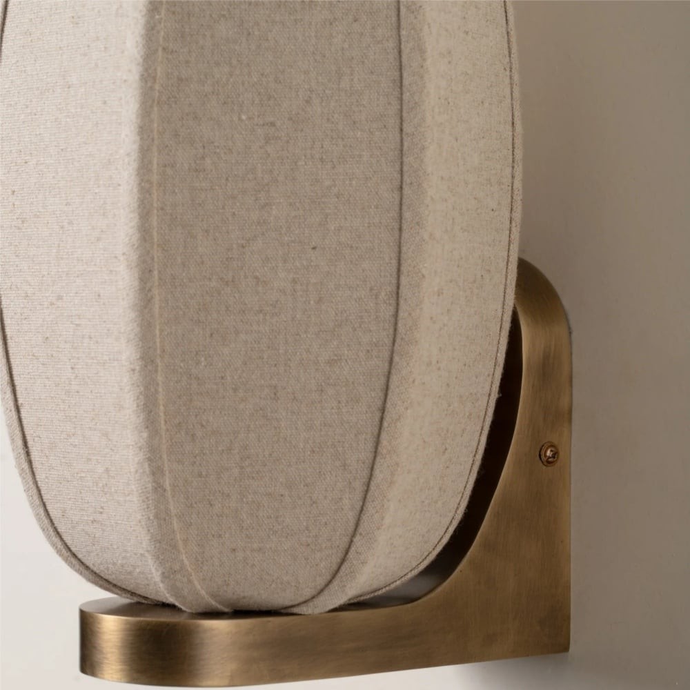 Loomis wandlamp met art-deco linnen kap, moderne wandlamp voor woonkamer en hal HL2406