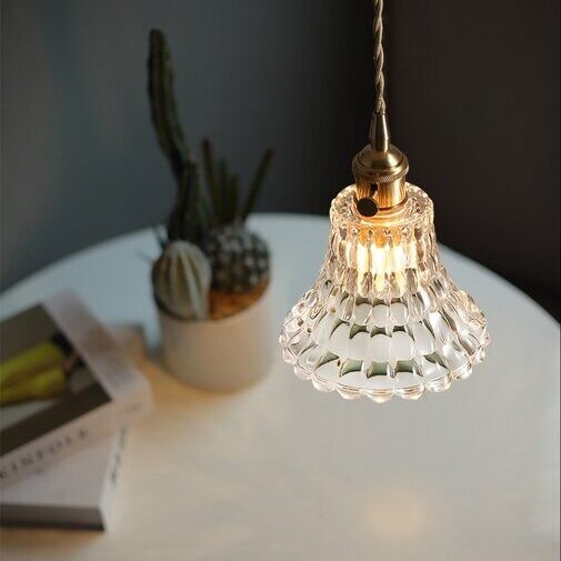 Antiek helder geribbeld glas Slaapkamer keuken hanglamp HL48