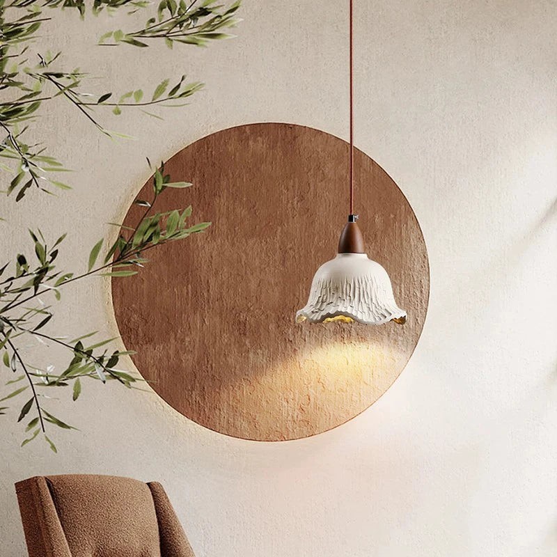 Crèmekleurige retro cementen bloemen hanglamp HL1312