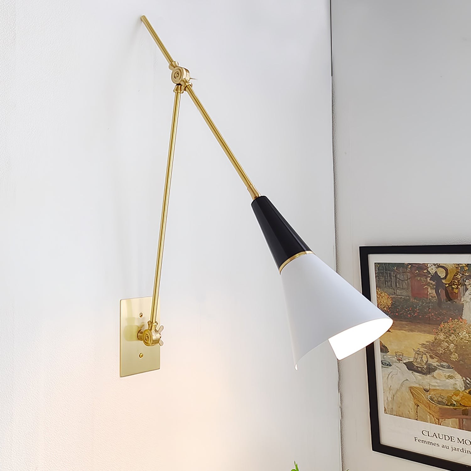 Vintage metalen verstelbare wandlamp met zwenkarm HL966