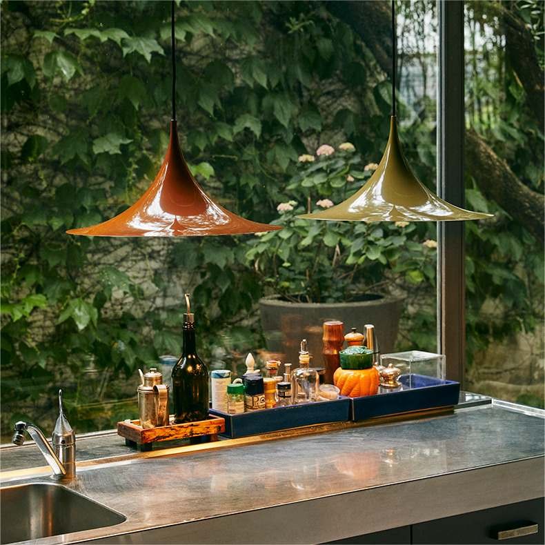 Mid Century Moderne Hoor Metalen Hanglamp