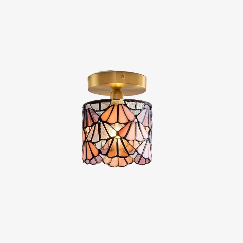 Vintage Tiffany-stijl plafondlamp met glas-in-lood en decoratief patroon voor de woonkamer HL2345
