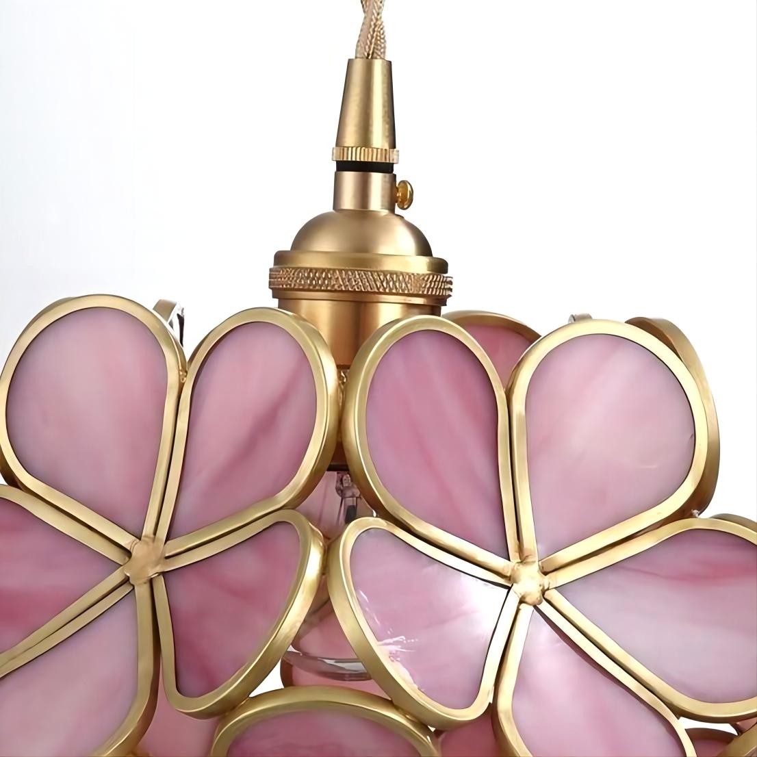 Romantische handgeblazen glazen bloemblad hanglamp HL47