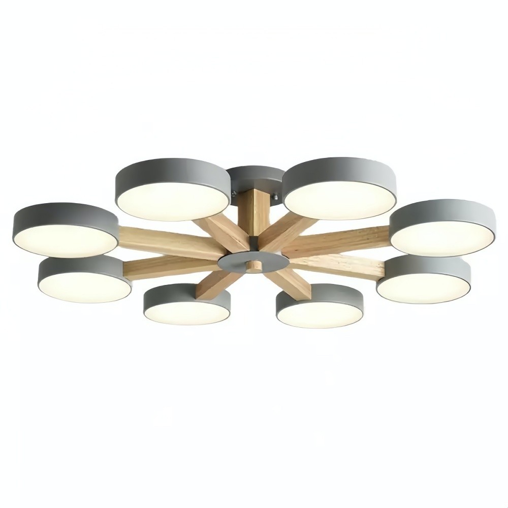 Nordic Wood Plafondlamp - Schijfvormige Lamp voor Woonkamer HL1351