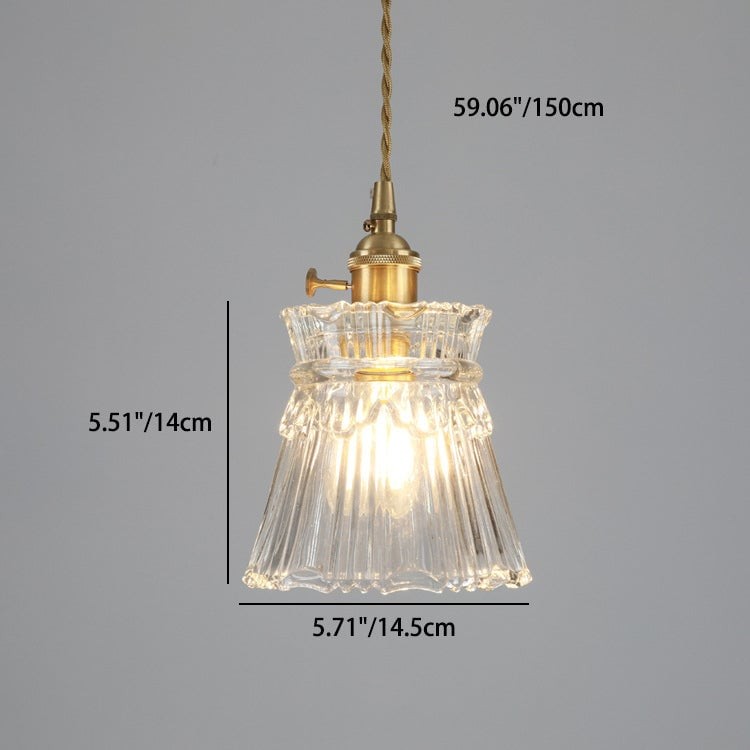 Traditionele Japanse messing walnoot glazen keramische cilinder conische bloemkom hanglamp HL1404