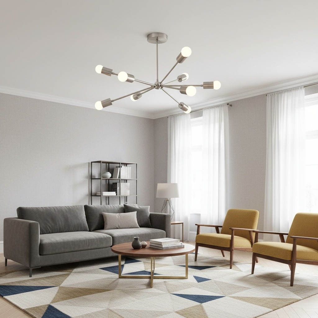 Mobilux Line Mid Century Sputnik Kroonluchter - Moderne Plafondlamp van Messing HL1679