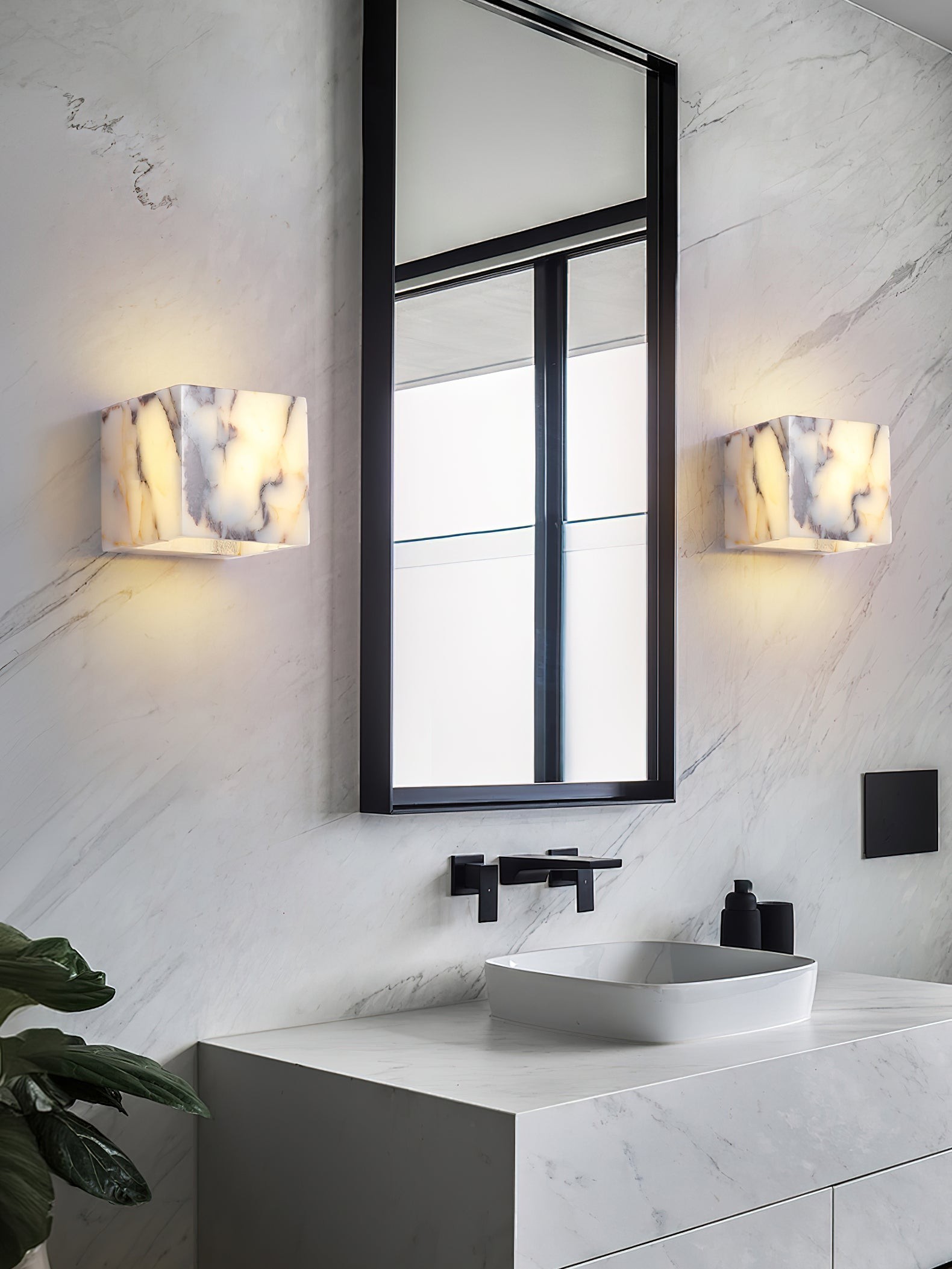 Vierkante marmeren wandlamp HL3178