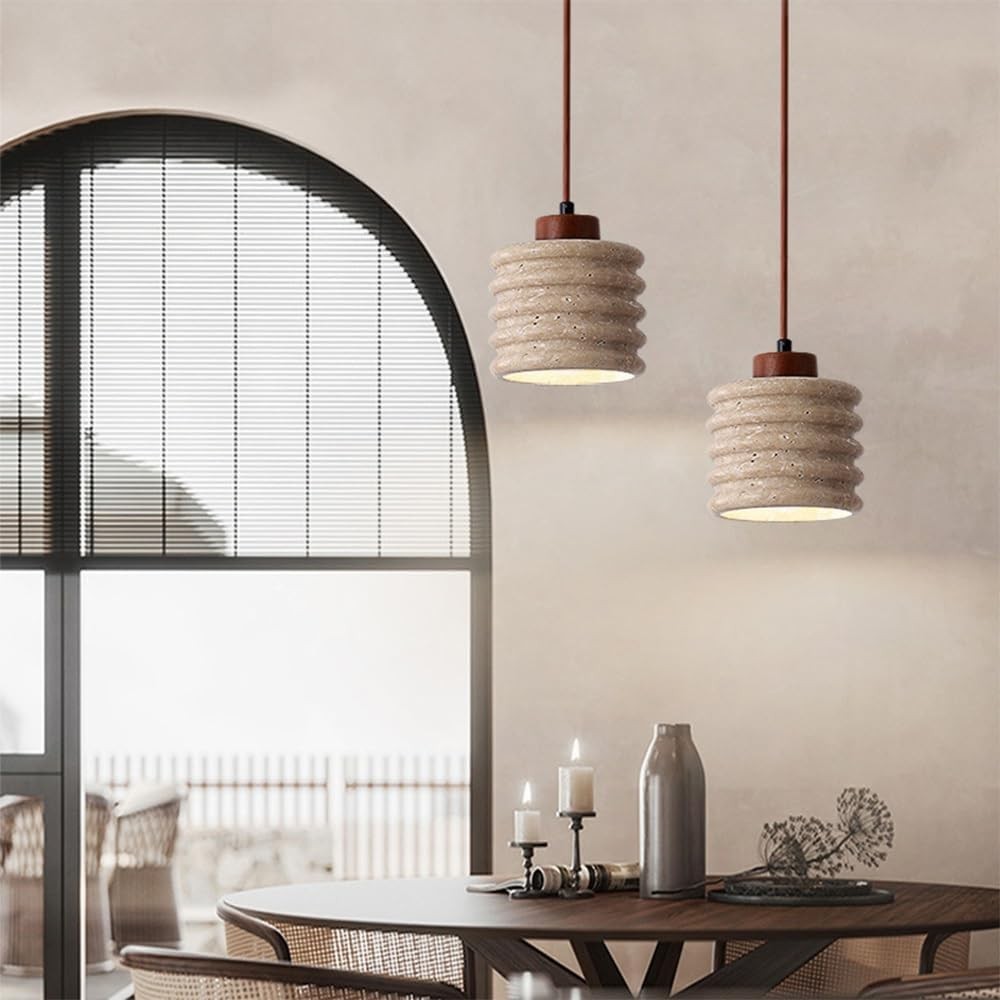 Hanglamp HL3488 van travertijn, gele grotsteen