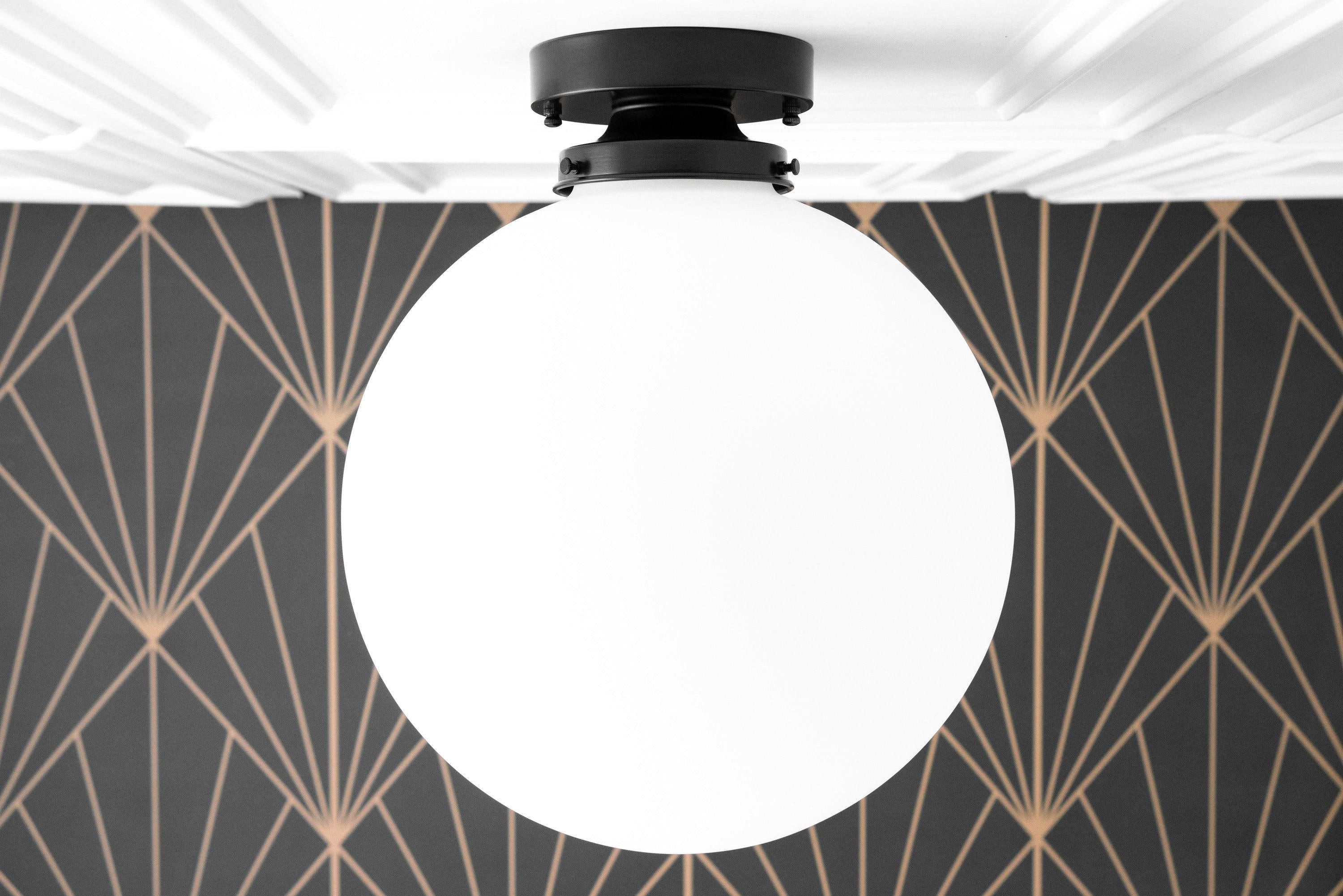 Glorica Glass 12 inch bolvormige plafondlamp - Art Deco hanglamp van matglas en plafondlamp HL1724