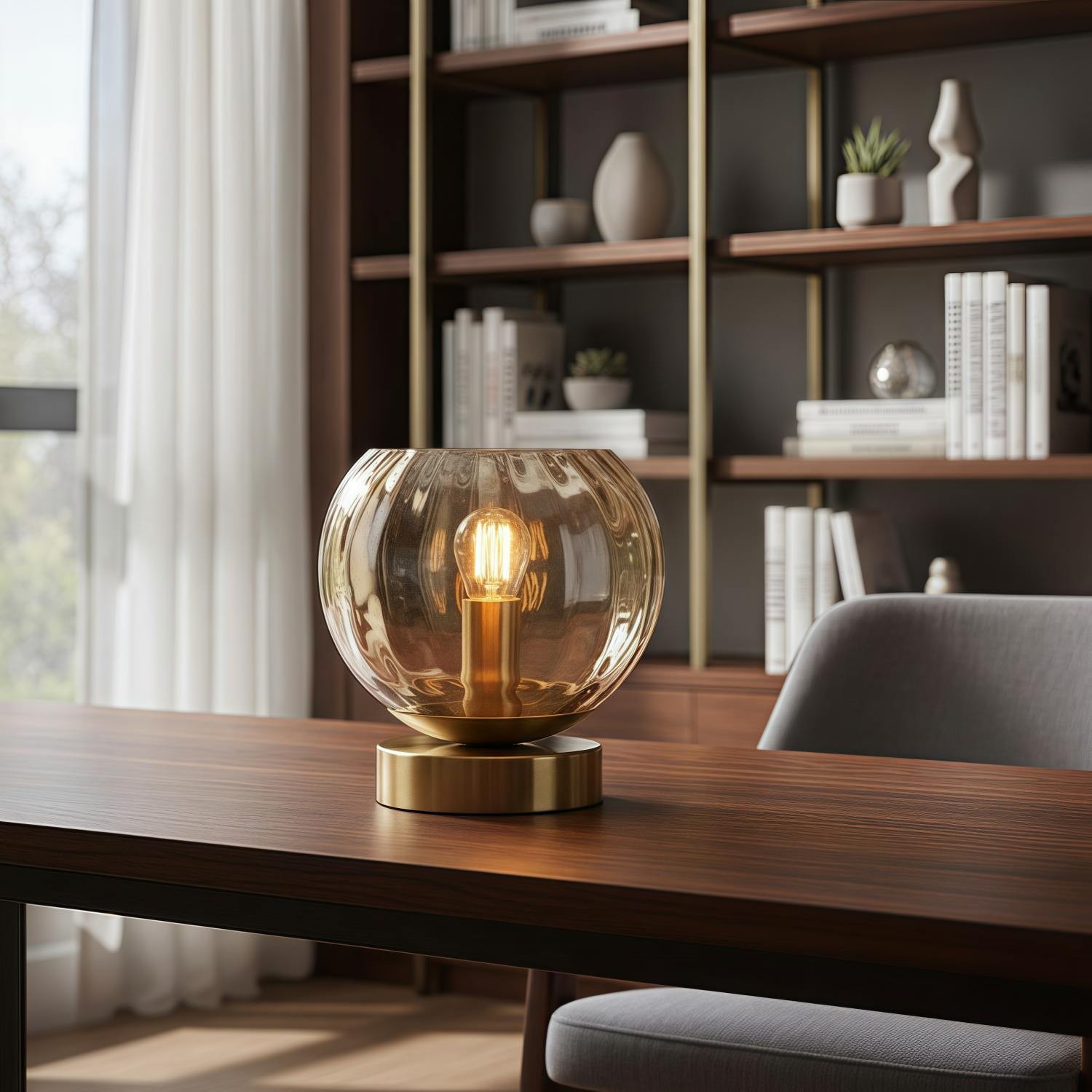 Tracian Moderne Tafellamp met Bolvormige Kuiltjes - Messing Sfeervolle Decoratieve Lamp voor Slaapkamer of Woonkamer HL2250