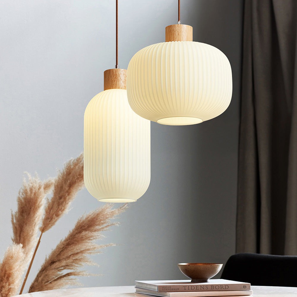 Nordic witte lantaarnachtige glazen hanglamp HL666