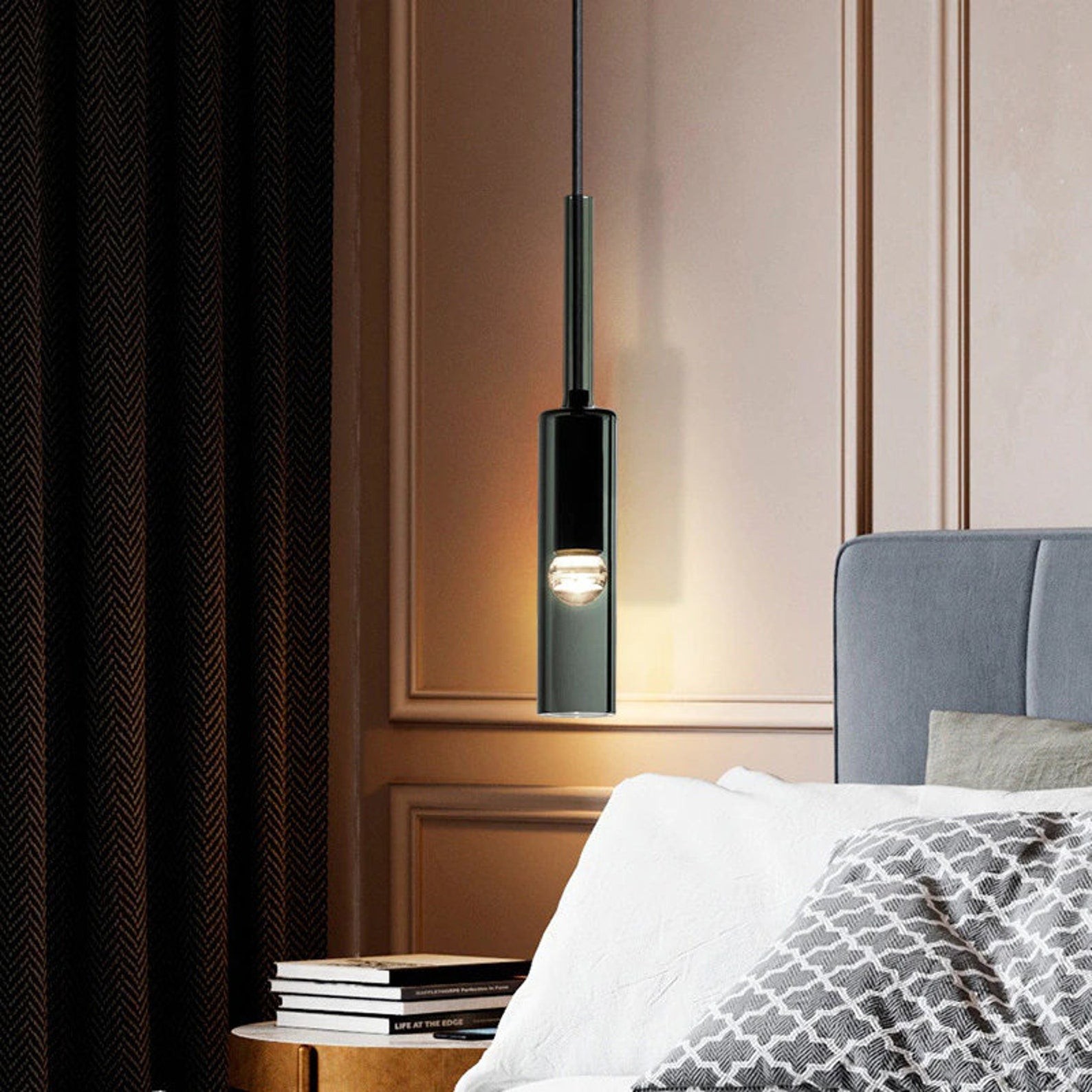 Moderne cilindrische glazen hanglamp HL961