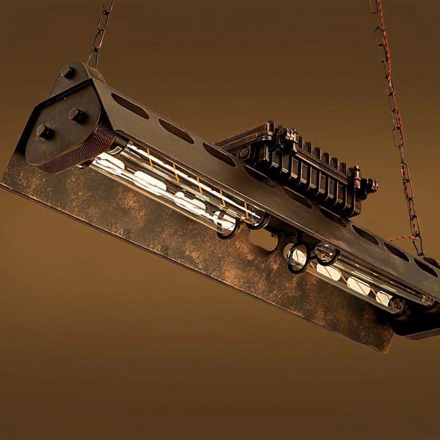 Industrax Steampunk Lineaire Kroonluchter - Vintage Verlichting met Metalen Frame voor Eet- of Woonkamer HL2306