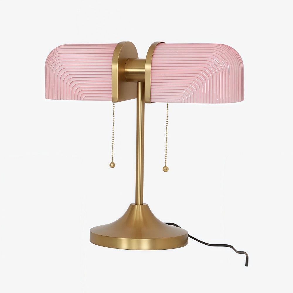 Aurebron Tafellamp met geribbeld glas - Moderne decoratieve tafellamp met metalen voet voor de woonkamer HL2486