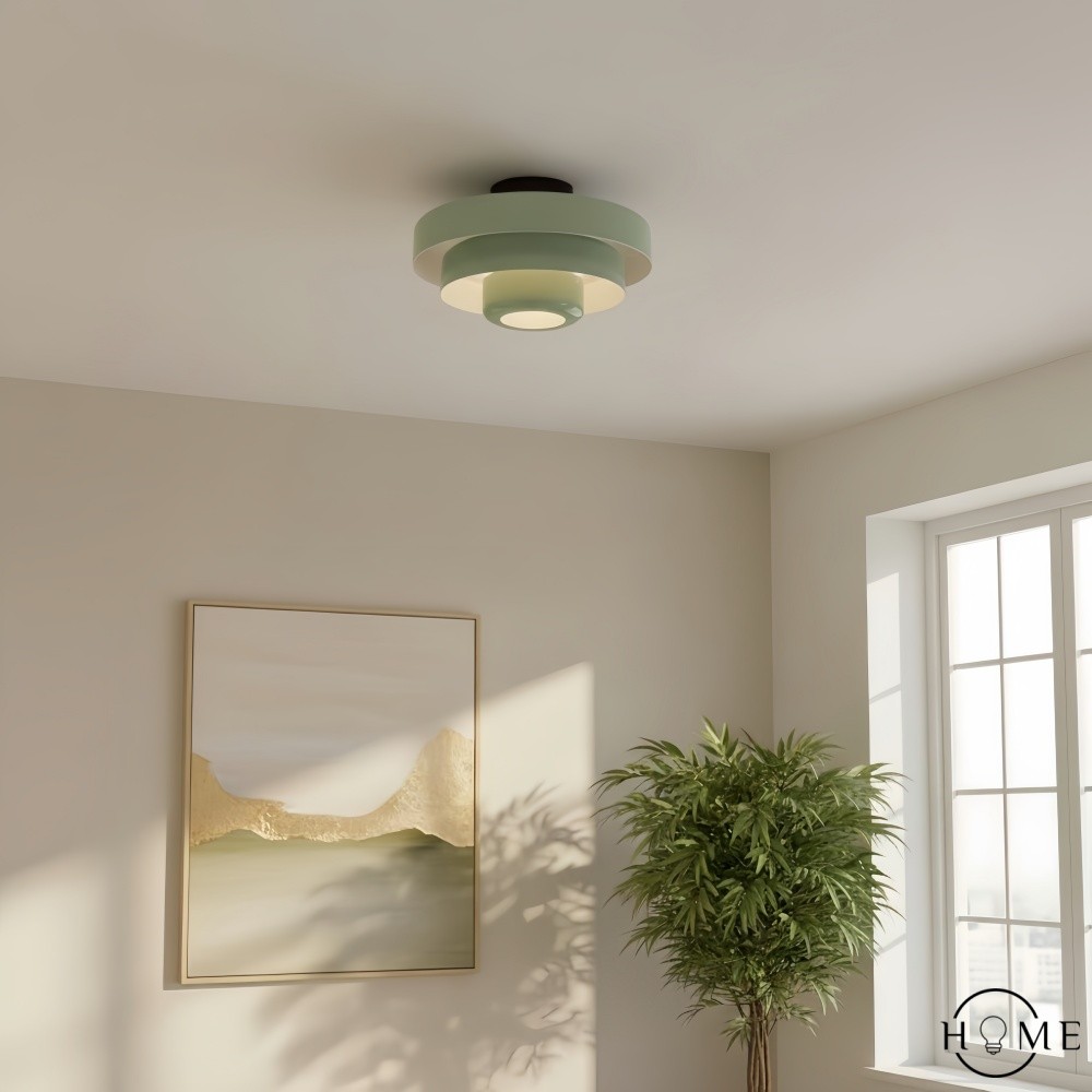 Veleora Bauhaus Drielaagse Plafondlamp - Kleurrijke Metalen Schijflamp HL1843
