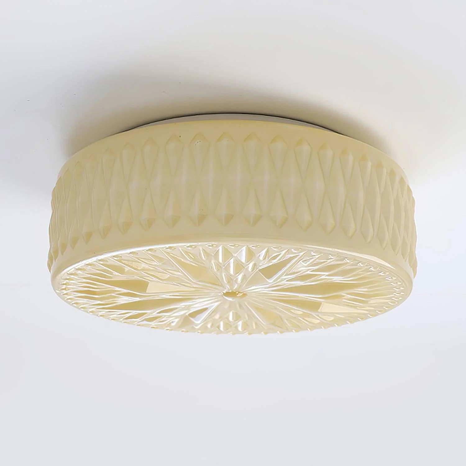 Vintage gebeeldhouwde glazen schijfplafondlamp HL194