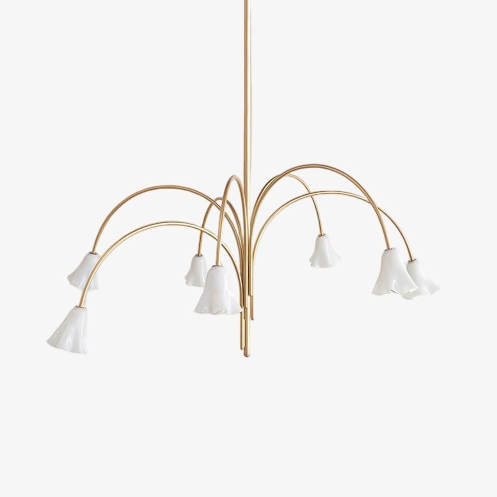 Bellina moderne romantische kroonluchter - botanisch lelie-ontwerp met glazen bloemen HL1642