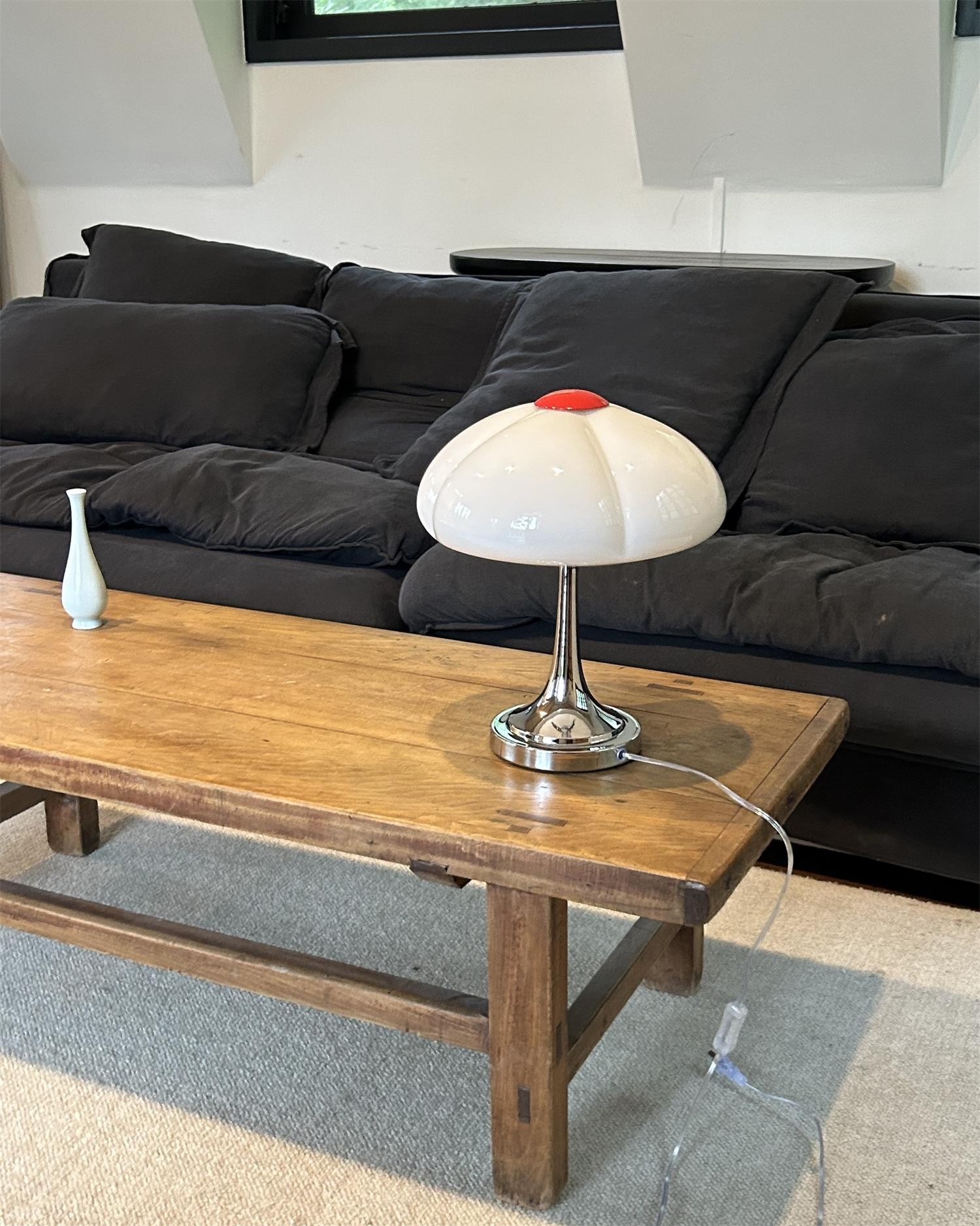 Crèmekleurige glazen paddestoel tafellamp HL883