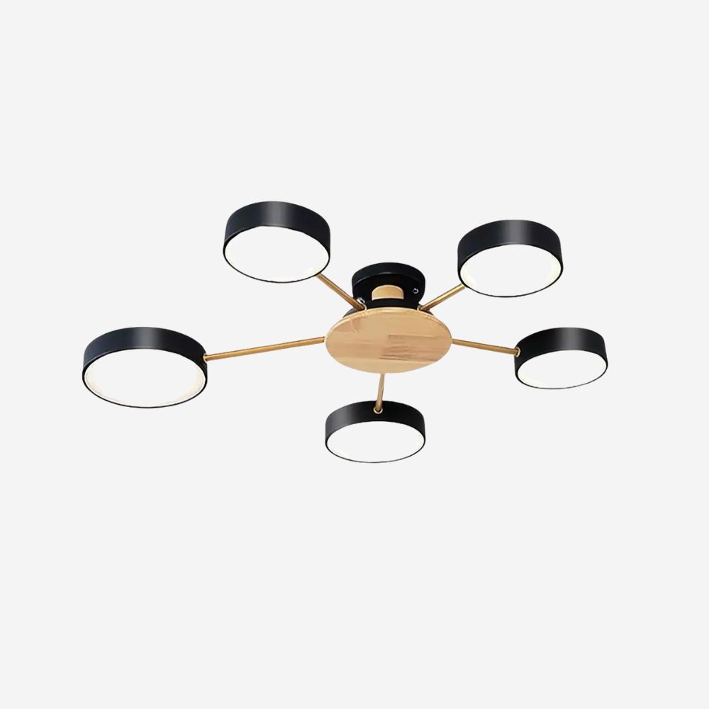 Moderne plafondlamp met takkenschijf - LED-lamp van hout voor eetkamer HL1345