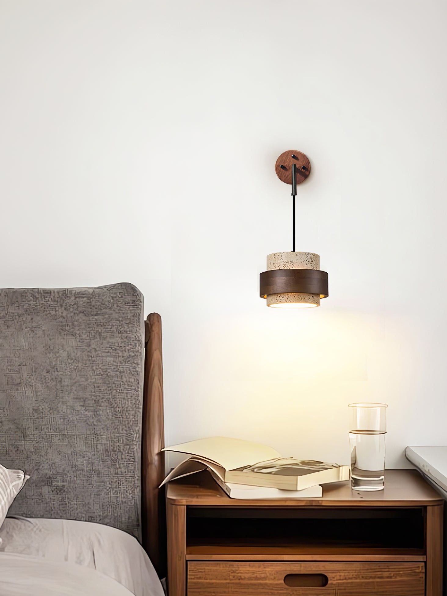 Stonova Travertine Emmer Houten Ring Wandlamp HL1114