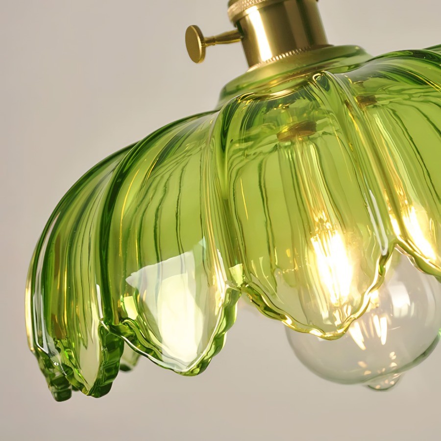 Vintage rustieke bloemblaadjesknoppen glazen hanglamp HL201